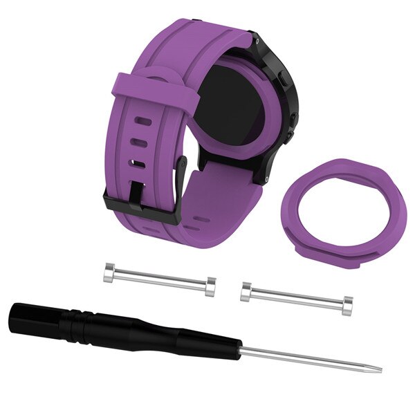 Siliconen Vervanging Polshorloge Band + Case Cover Voor Garmin Forerunner 225 horlogeband met tool Outdoor Sport bandjes Armband: Paars