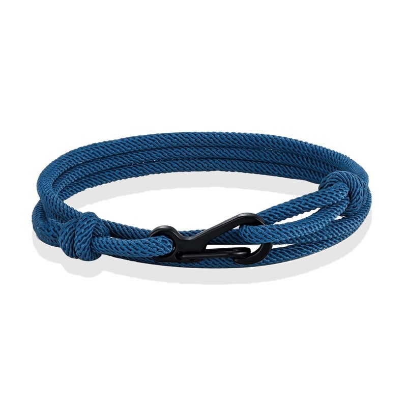 MKENDN-pulsera de cuerda de estilo náutico para hombre y mujer, brazalete minimalista de escalada, mosquetón, color azul oscuro, medianoche: Peacock blue