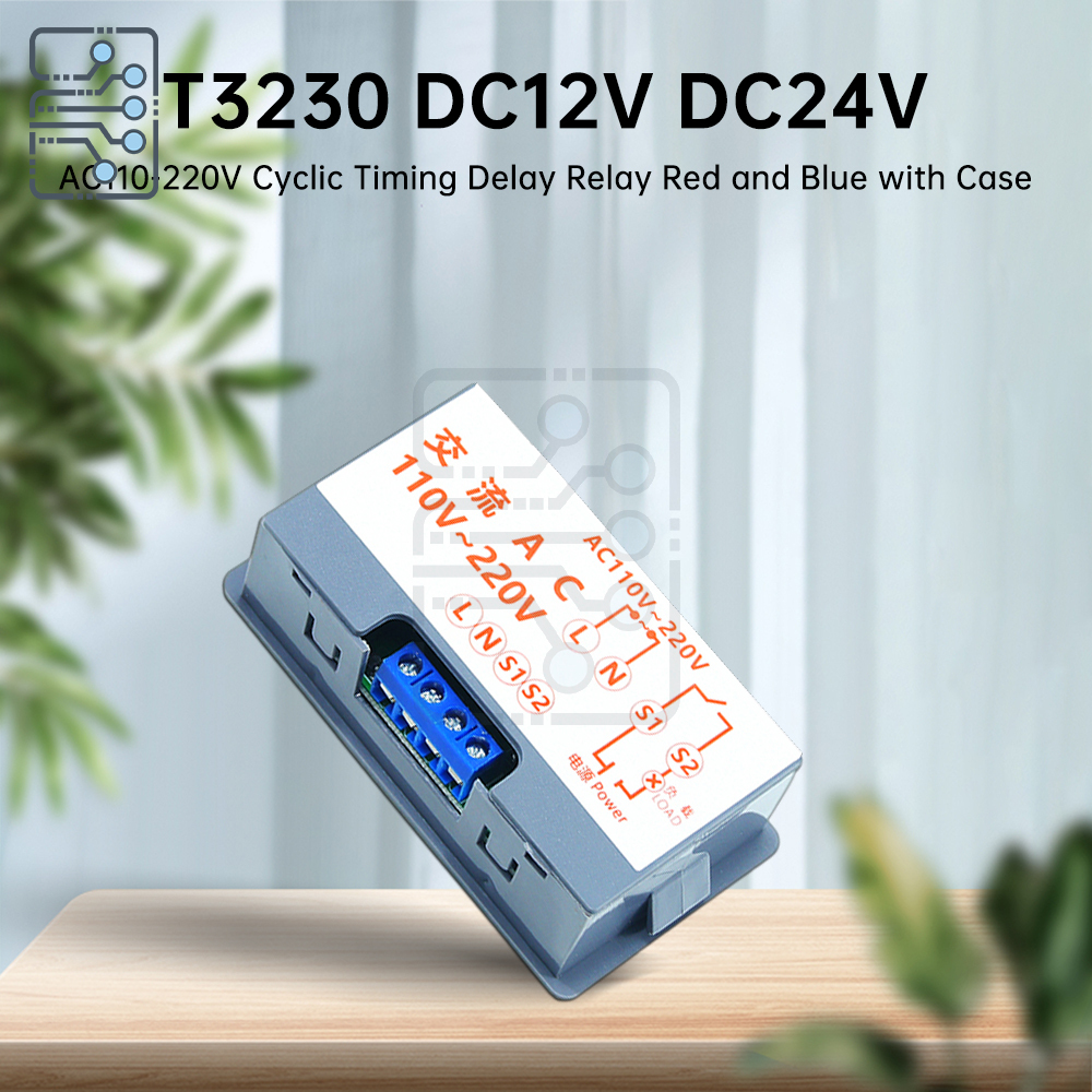 T3230 led-display timer-kontrolafbryder justerbar timingrelæ forsinkelsesafbryder  dc12v dc24v ac110-220v- cyklus timingforsinkelsesrelæ