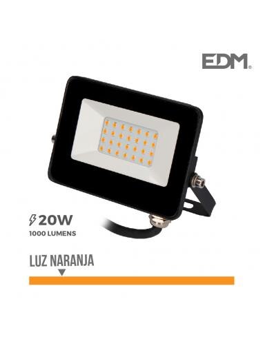 Foco proyector led 20w luz naranja "black edition" edm