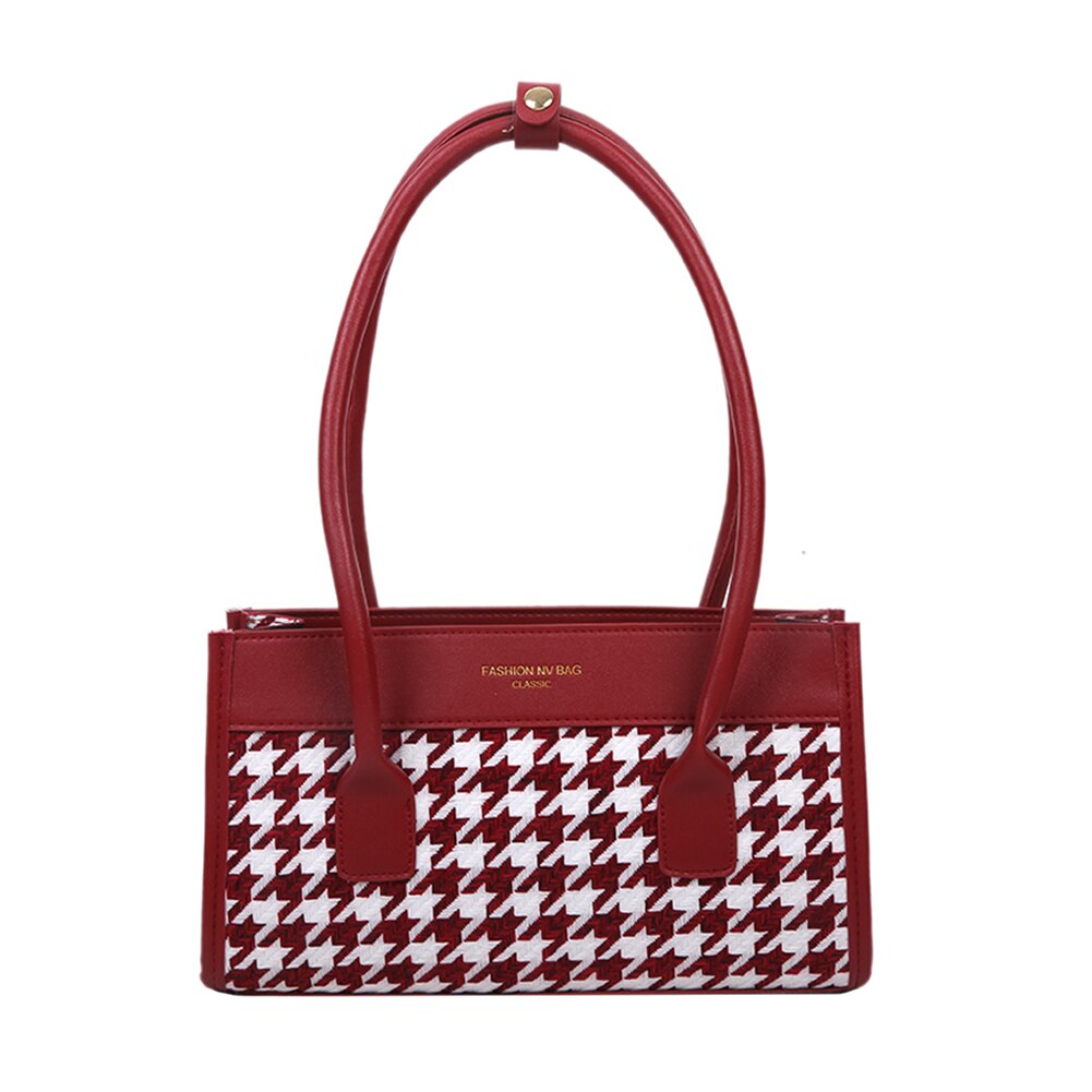 Frauen Schulter Tasche Handtasche Totes PU Leder Plaid Spleißen Weibliche Reise Unterarm oben-griff Taschen Bolso Mujer: Rot