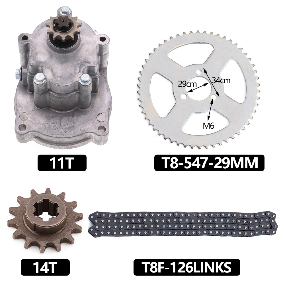 T8F 11T Clutch Drum Gear Box with 126 Links Chain 54T Sprocket for 47cc- 49cc Go Kart Mini Moto Dirt Bike Scooter ATV Buggy