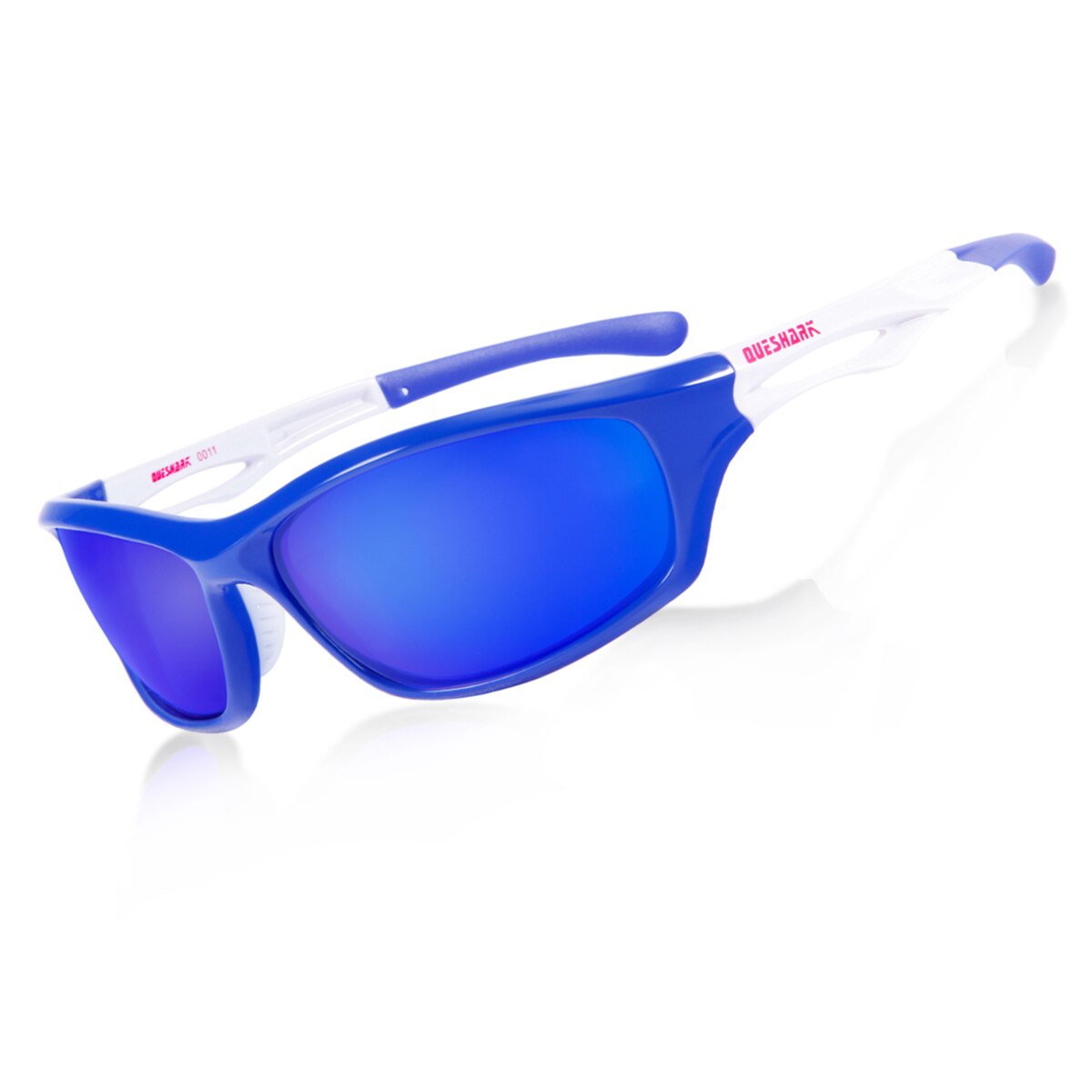 Queshark uknuselige mænd kvinder  tr90 ultralette hd polariserede solbriller  uv400 anti -blænding fiskeri brille: Blå hvid