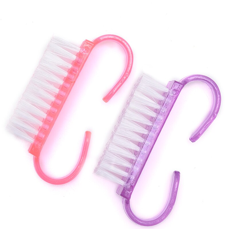 Ferramentas de escova de limpeza de unhas de plástico arquivo unha arte cuidados manicure pedicure macio remover a poeira pequeno ângulo limpo para maquiagem de unhas
