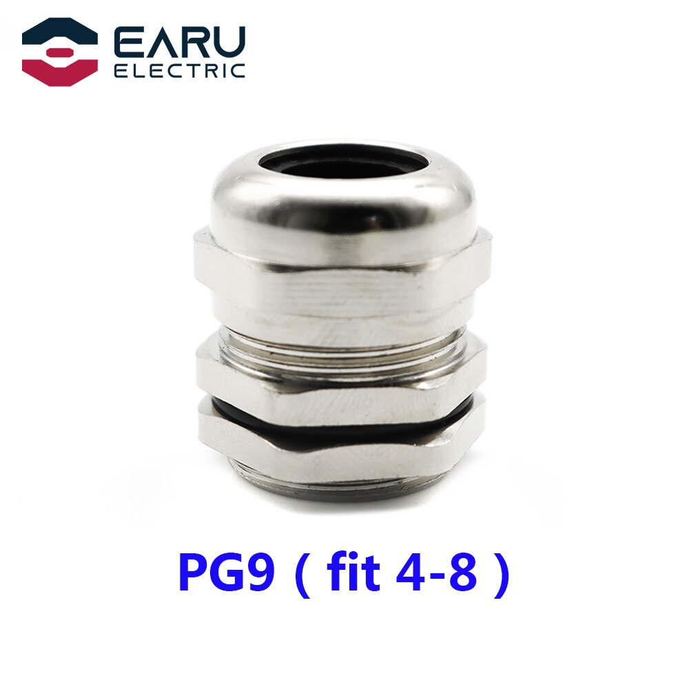 1PCS PG Series Metal Waterproof Joint Fixed Sealing Cable IP68 Cable Connector Brass Nickel Plated Gland Connector: PG9