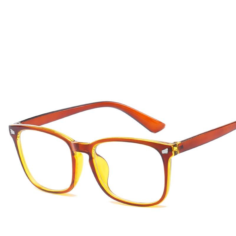 Men Square Glasses Frame Retro Women PC Rice-nail Eyeglasses Frames Two Tone Frames Spectacles: 3