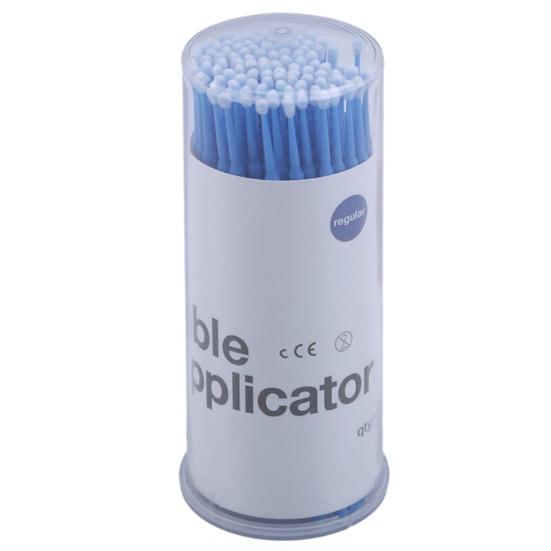 Cotonetes descartáveis, cotonete de algodão para remover cola de cílios, agente removedor de pasta, vara de limpeza, removedor de maquiagem, 100 peças: blue