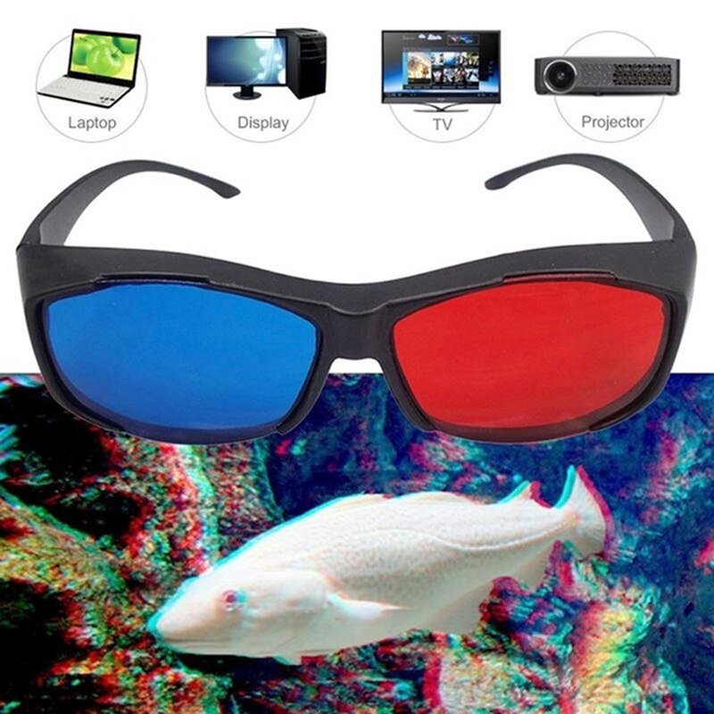 1Pcs Red Blue 3D Glasses Black Frame For Dimensional Anaglyph TV Movie DVD Game