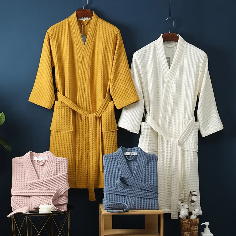 Peignoir éponge 100% coton pour hommes et femmes, serviette d'eau à sucer, vêtements de nuit, spa, hôtel, longue robe, kimono, grande taille, amoureux de la robe en spanGown