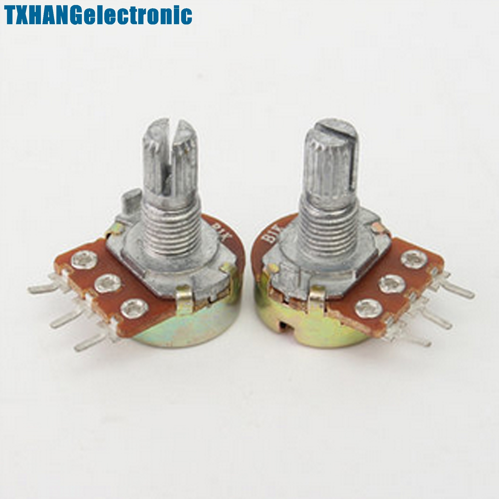 5Pcs 1K Ohm B1K Knurled Shaft Linear Rotary Taper Potentiometer diy electronics