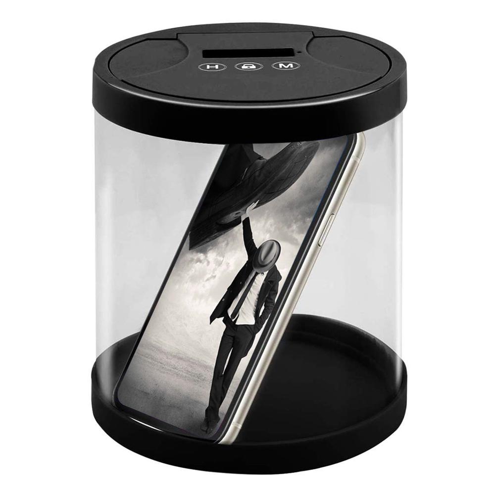 Multifunction Time Locking Container Help Quit Cell Phone Addiction Excessive Smoking Properly Control Snacks other Vices: Black