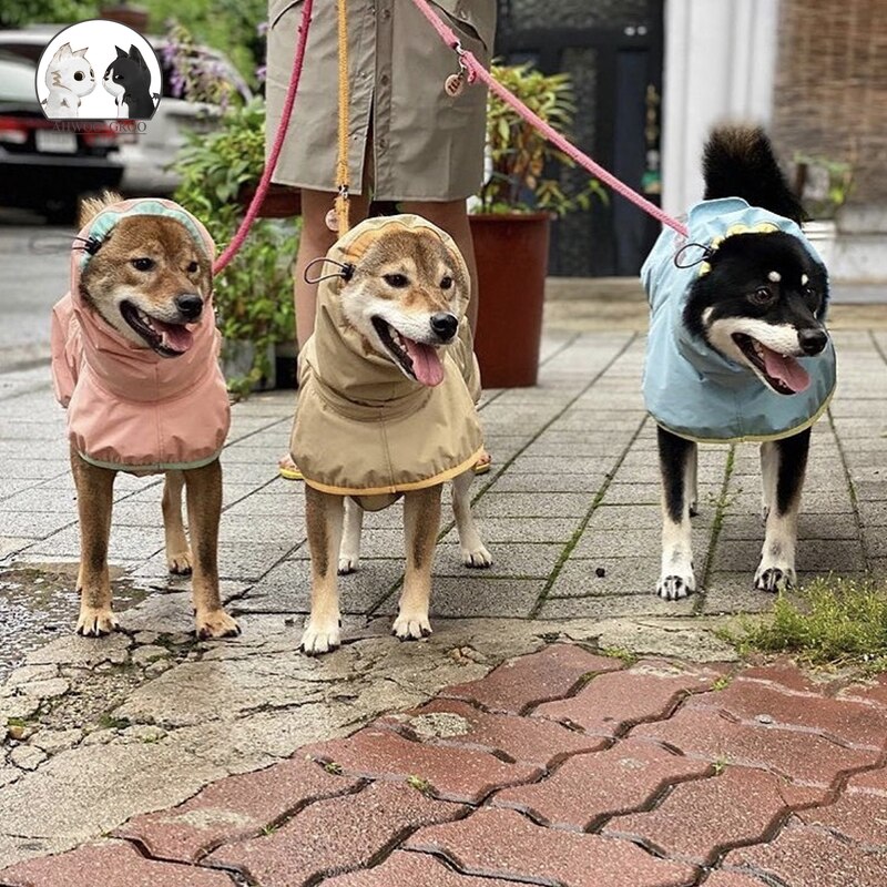 Reflektierender Hunderegenmantel, Traktionsregenmantel, wasserdichte, winddichte Katzenjacke für mittelgroße und große Hunde, Kleidungsoverall