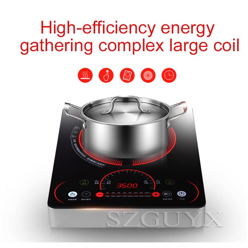 220V Commercial Induction cooker fire boiler Waterproof Black Crystal Plate Stove High-power Cooktop Burner