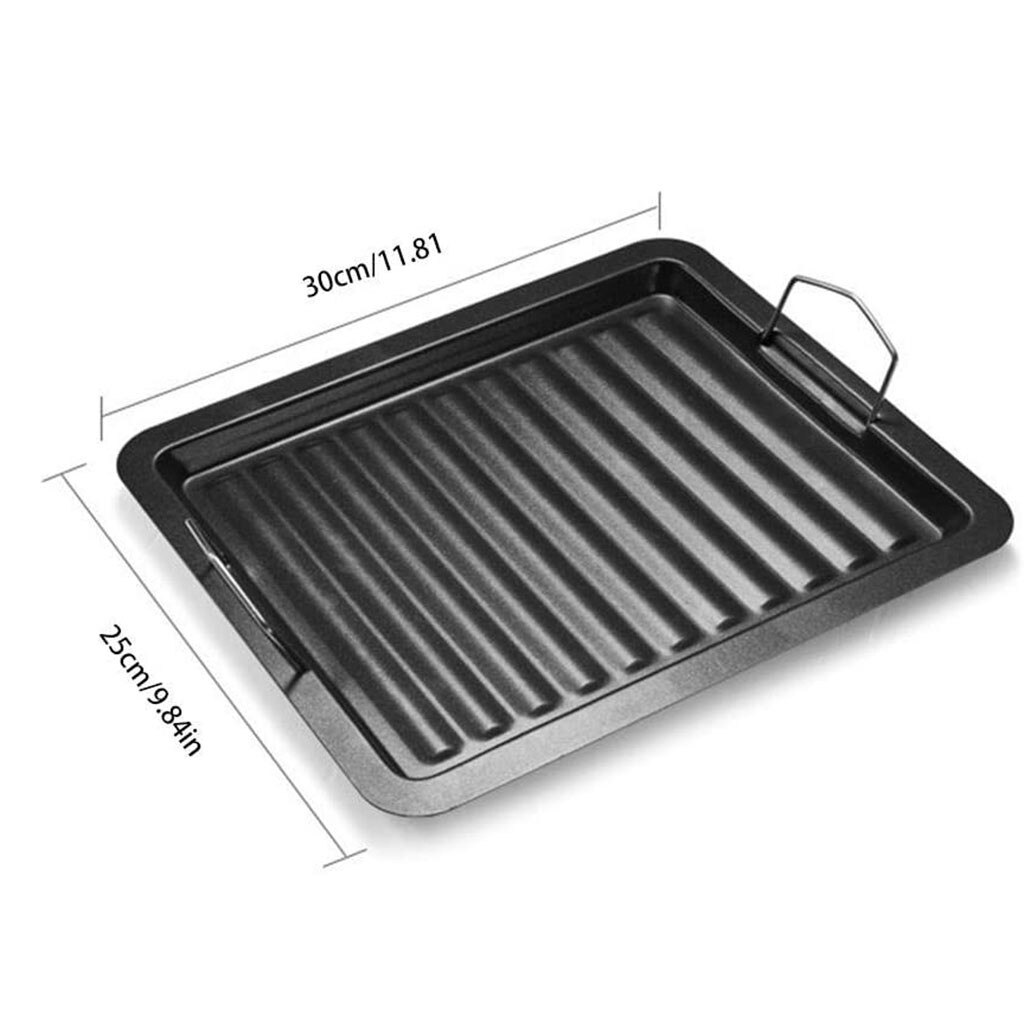Bbq Stone Barbecue Frying Grill Pan Rectangle Non-stick Grill Cookware Korean Bbq Tray Barbecue Plate - Black: Default Title