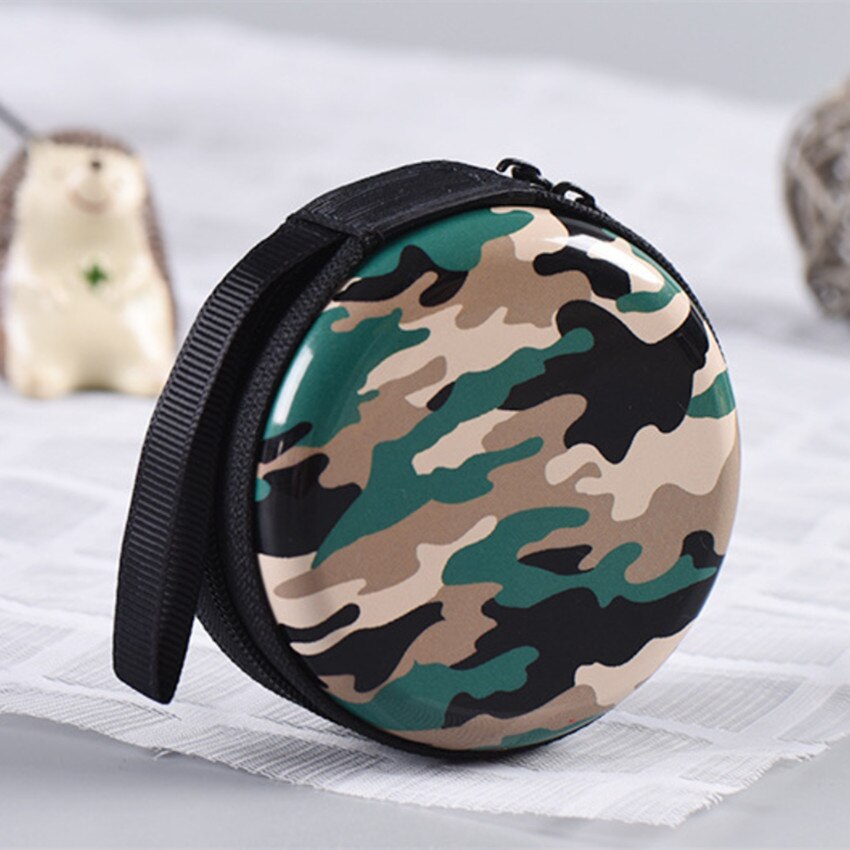 1PC Camouflage Style Headphone Holder Bag Candy Suitcase Portable Round Coin Purse Small Metal Candy Container Party X-max: 03