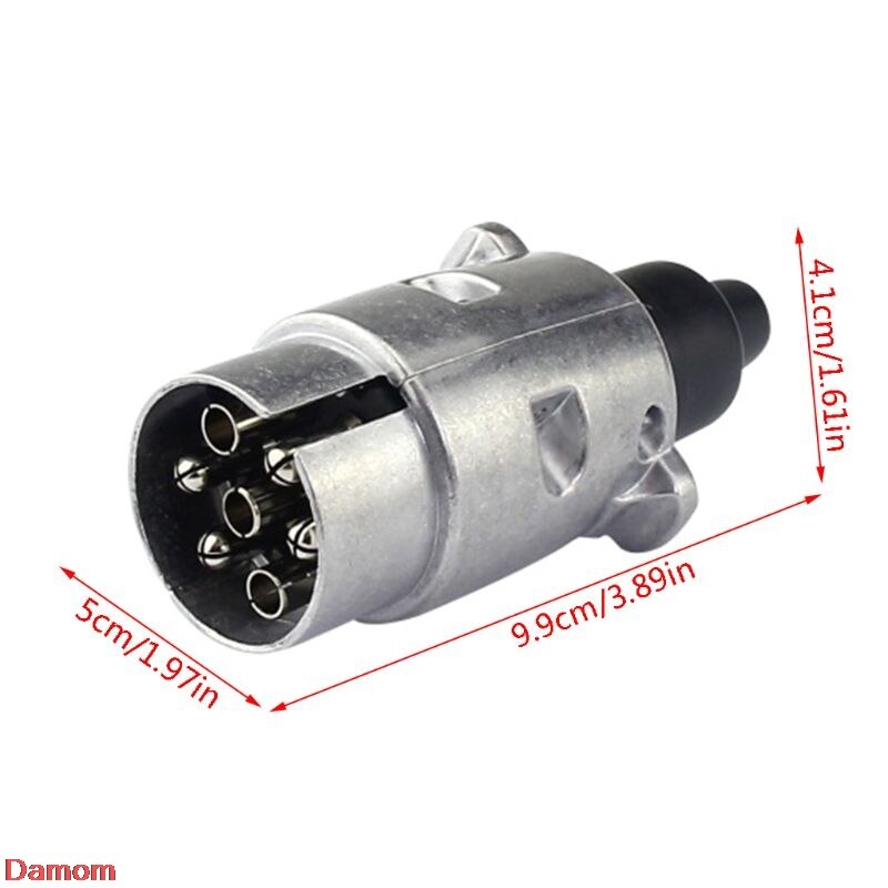 Slidstærk 7- polet aluminiumslegeringsstik trailer trailer trækkende el-stik 12v stik eu-stik