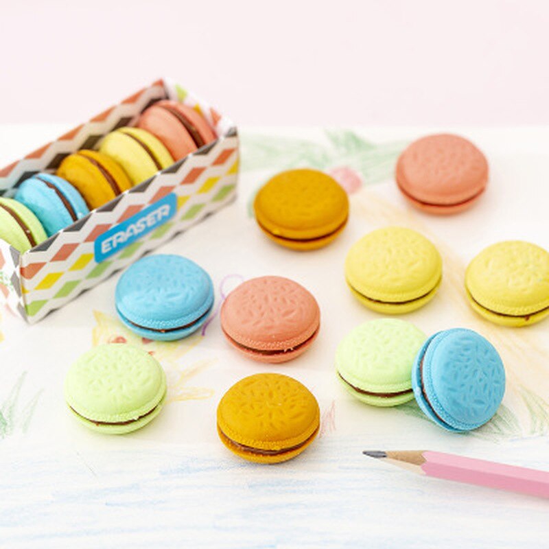 5 Stks/partij Macaron Rubber Gum Creatieve Kawaii Gum Potlood Voor Kids Koreaanse Japanse Briefpapier School Kantoorbenodigdheden