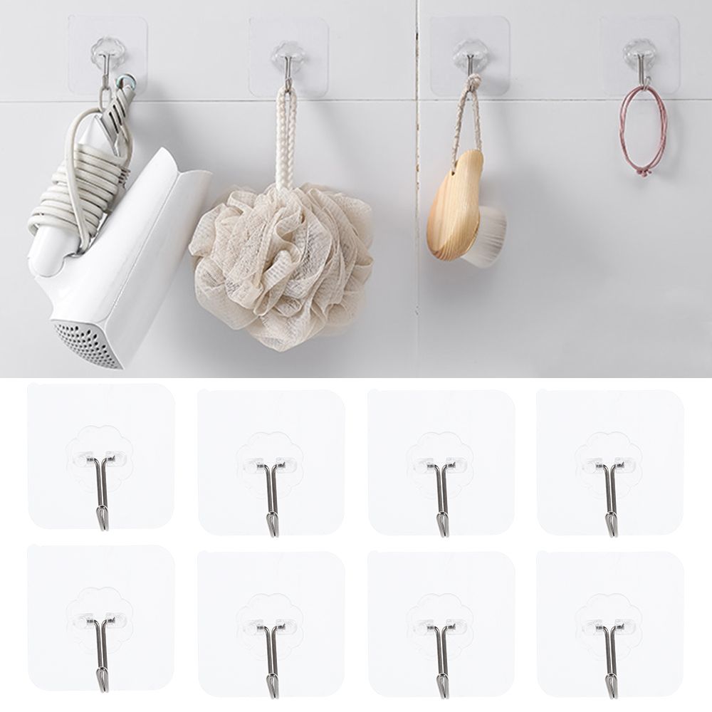 Ganchos transparentes para puerta y pared, colgadores autoadhesivos fuertes, soporte de cocina para el hogar, ventosa de carga pesada, multiusos, 6 piezas