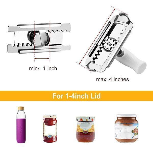 Stainless Steel Lids Off Jar Opener Manual Stainless Steel Easy Can Jar Opener Adjustable 1-4 Inches Cap Lid Openers Tool Kitche
