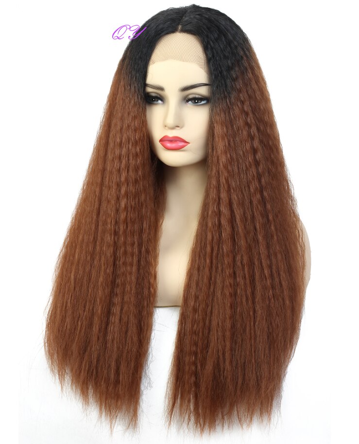 Synthetic Lace Women Wigs Long Natural Curly Brown Ombre Golden Wigs for Women Daily Wear Charming Woman Hair Wig: 4640