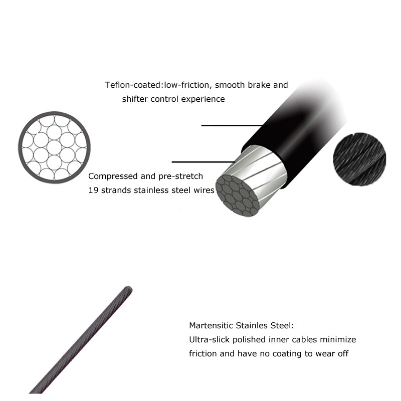 1pc Front Rear Brake Cable MTB Road Bike Shifters Brake Wire For Bicycle 1100mm 1550mm 1700mm 2100mm