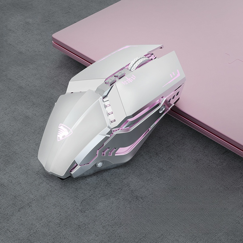 Wireless Mouse Bluetooth Dual-Mode Silent Charging Models Gaming Mechanical Gaming Office Mouse: WHITE