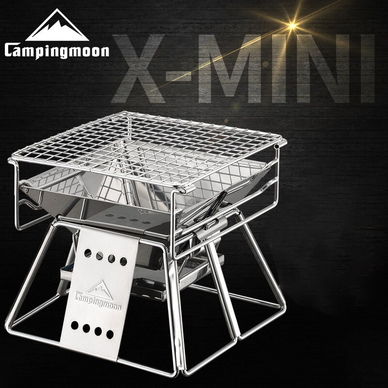 Campingmoon Outdoor Camping Picknick Ultra-Kleine Rvs Bbq Grill Draagbare Home Houtskool Bbq Kachel