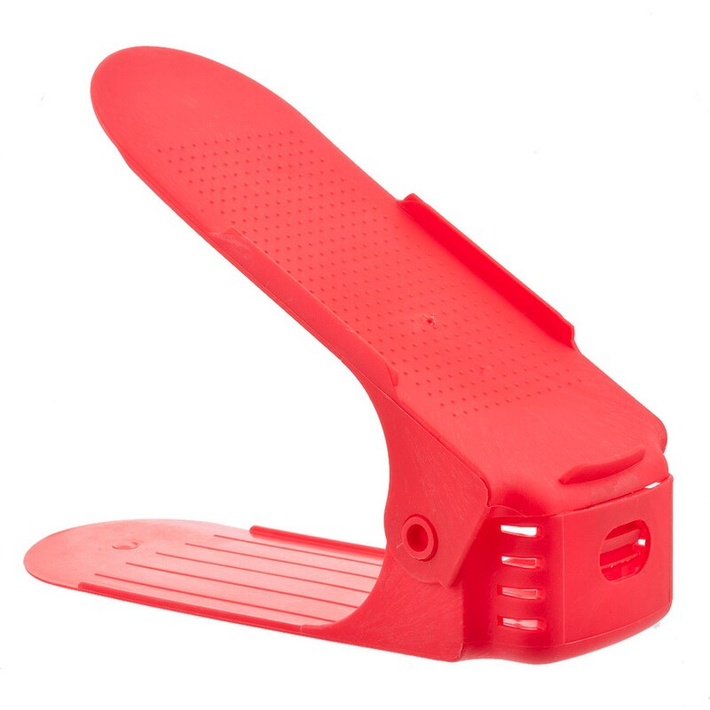 1PC Home Use Shoe Organizer Modern Double Cleaning Storage Shoe Rack Living Room Convenient Shoebox Shoes Organizer Stand Shelf: Adjustable red