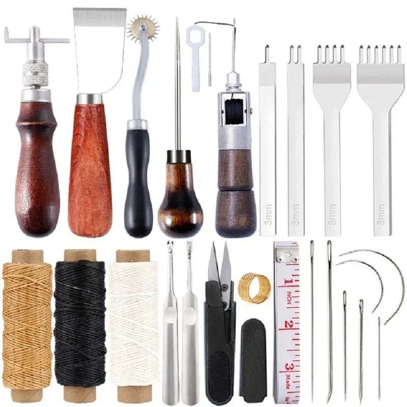 Leder Handwerk Werkzeuge Bausatz Professionelle Leder Hand NäHenne Reparatur Bausatz NäHenne schlagen Carving Arbeit Groover einstellen DIY Werkzeug einstellen
