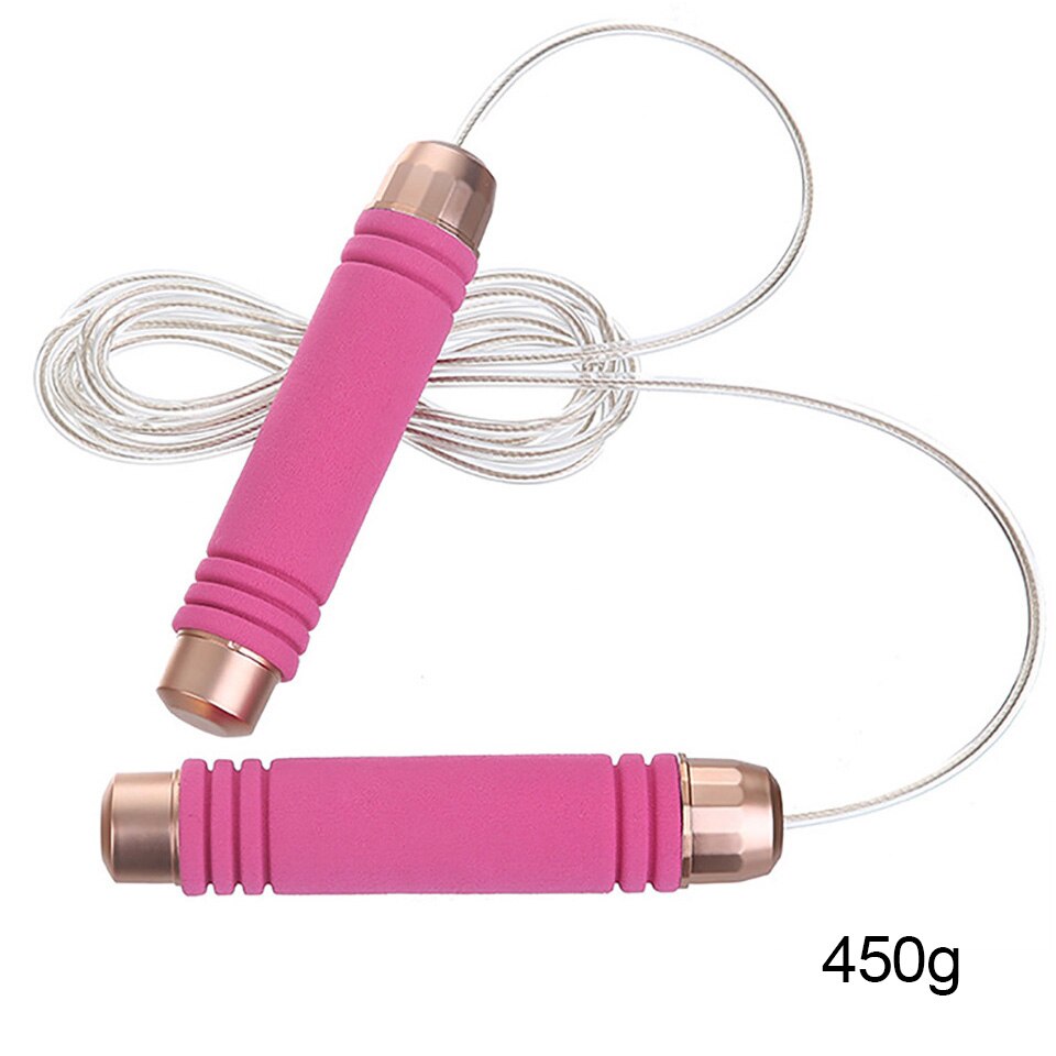GOBYGO Steel Wire Weight-bearing Skipping Rope Jumping Rope Competition Yoga Fitness Training Home Portable Fitness Equipment: Type C-Pink 450g