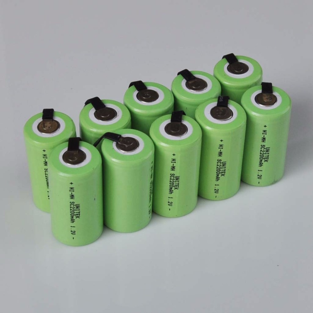 10-16 STKS 1.2 V Mh SC oplaadbare batterij 2200 mah Sub C nimh mobiele met lassen tabs voor elektrische boor schroevendraaier power tools