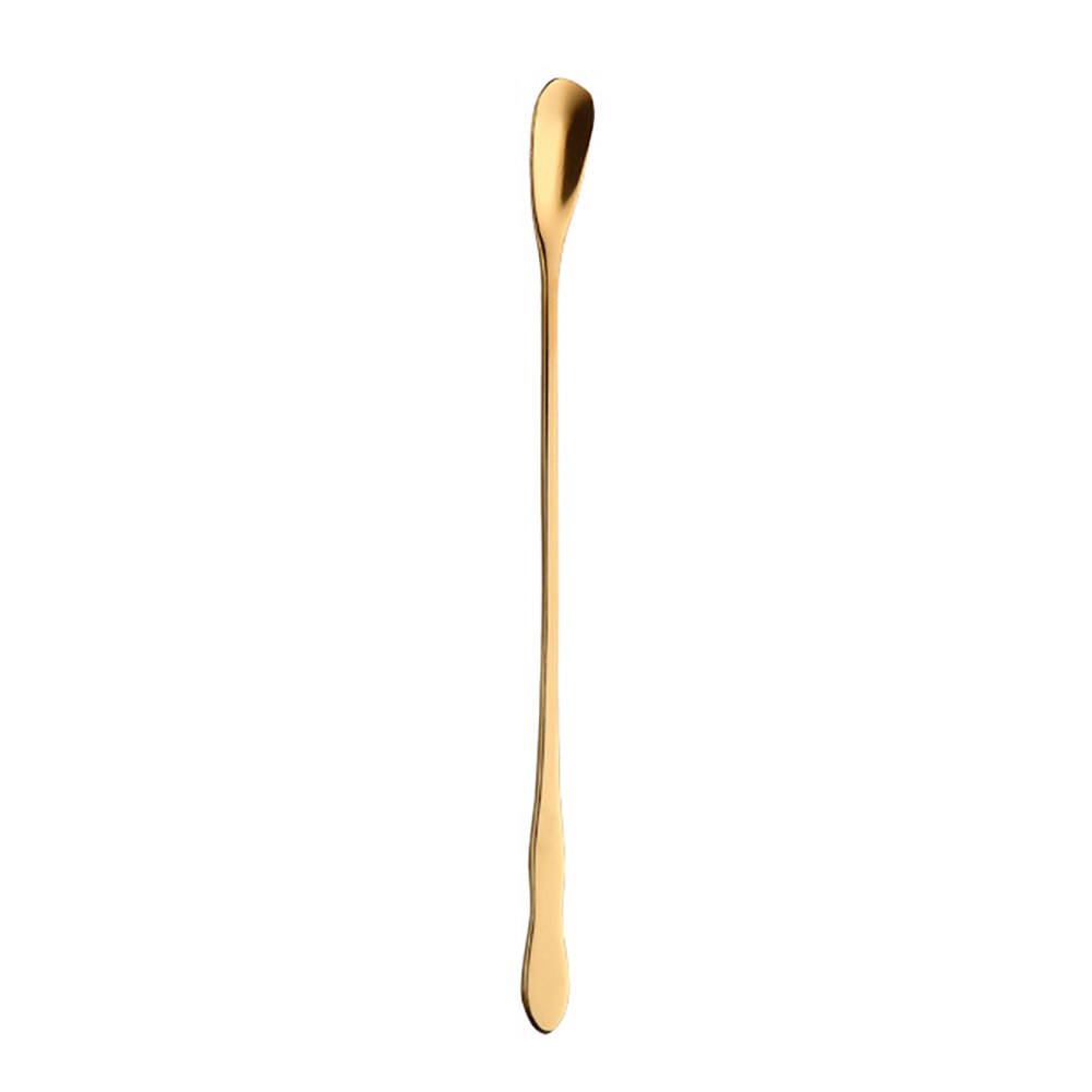 Cuchara de café expreso de 20cm, cuchara de cocina portátil de mango largo de acero inoxidable para cucharita y cubertería, cuchara para mezclar café y helado, utensilios para el hogar: Golden