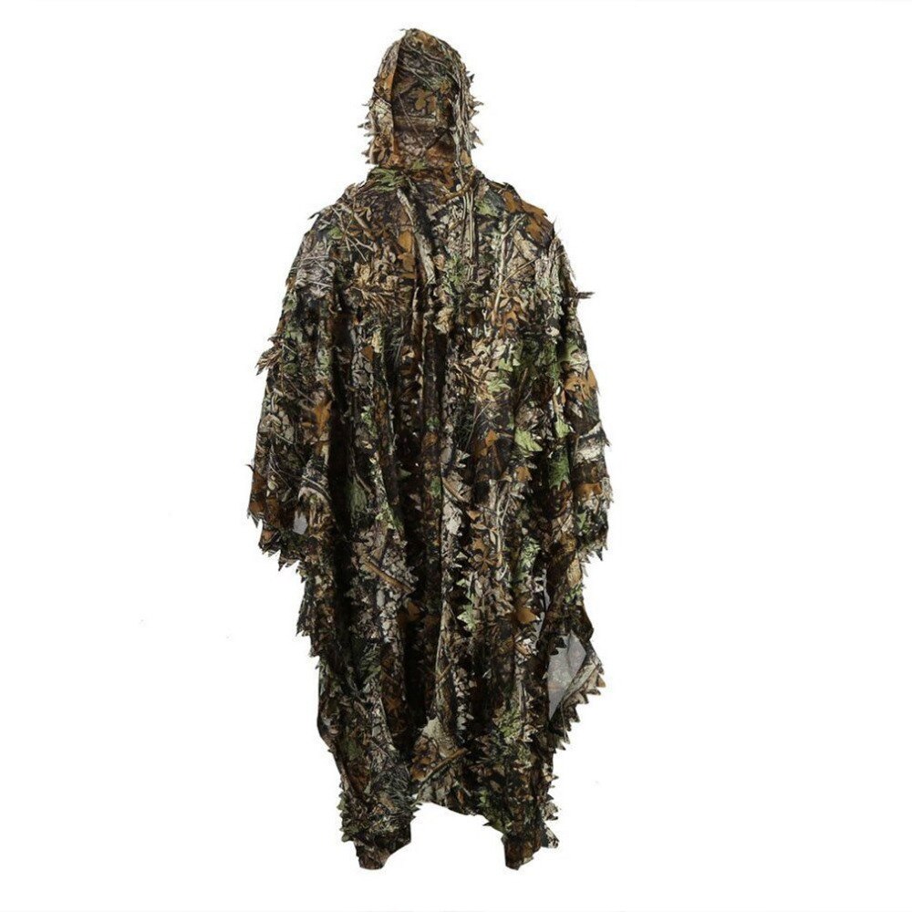 Levensechte 3D Bladeren Camouflage Poncho Mantel Stealth Suits Outdoor Woodland Cs Game Kleding Voor Schieten Birdwatching Set