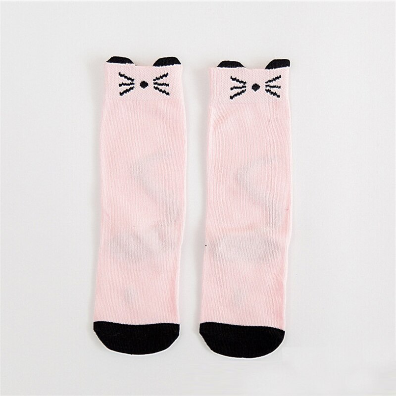 1 Pair Unisex Lovely Cartoon Baby Socks Girls Boys Toddler Knee High Socks Cute Animal Infant Kids Soft Cotton Socks 0-3 Y: Pink / 18M