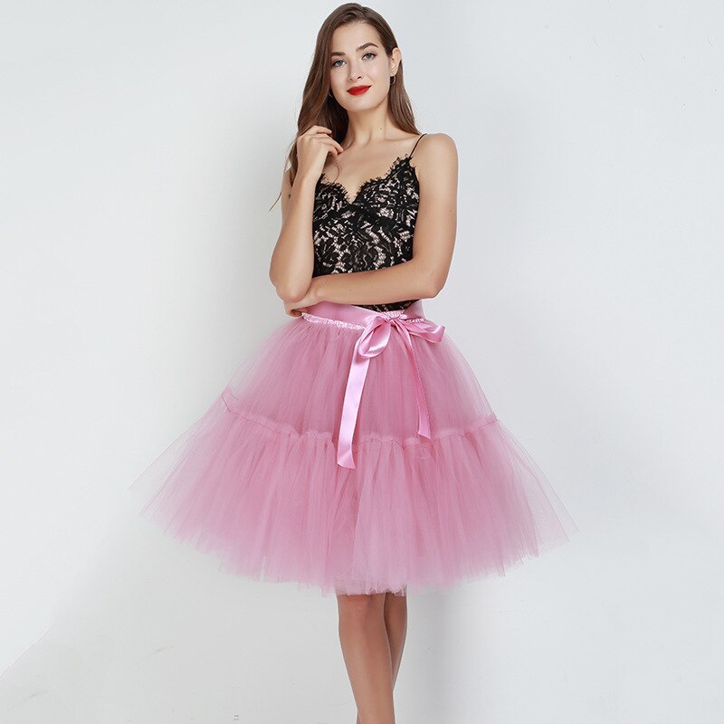 Falda plisada por debajo de la rodilla para Mujer, falda de tul de 5 capas de 60cm, Estilo Vintage, para boda, Lolita: Mauve red