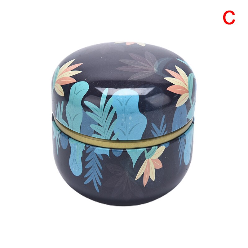 1pc Tea Containers Herbal Cans Candy Snacks Small Round Cans Mini Portable Tinplate Cans Packing Box: C