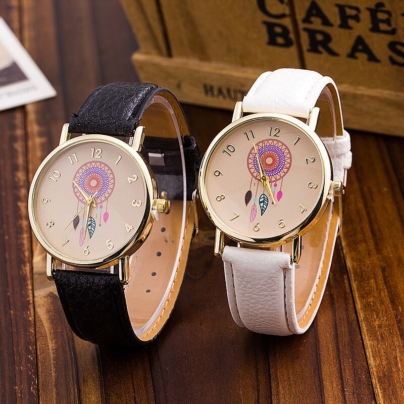 Reloj atrapasueños de para mujer, relojes casuales, de cuero, de cuarzo, LZ4097
