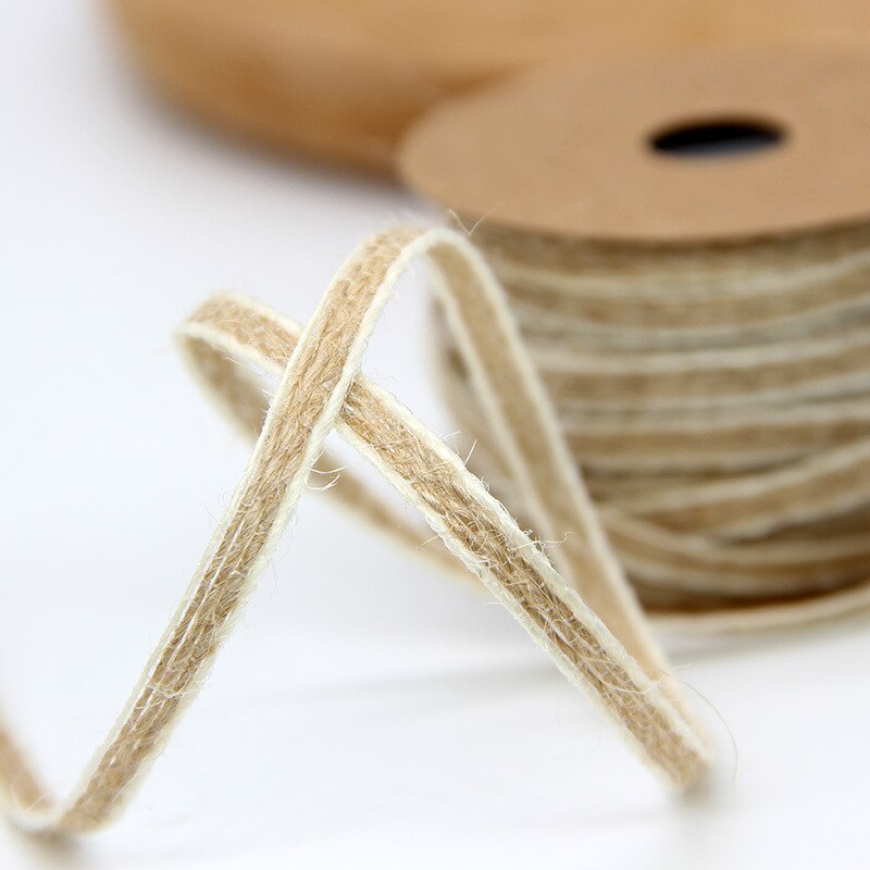 10m/ rulle bredde 0.5cm jute jute ruller hessian bånd med blonder vintage rustik bryllup dekoration ornament fest bryllup indretning