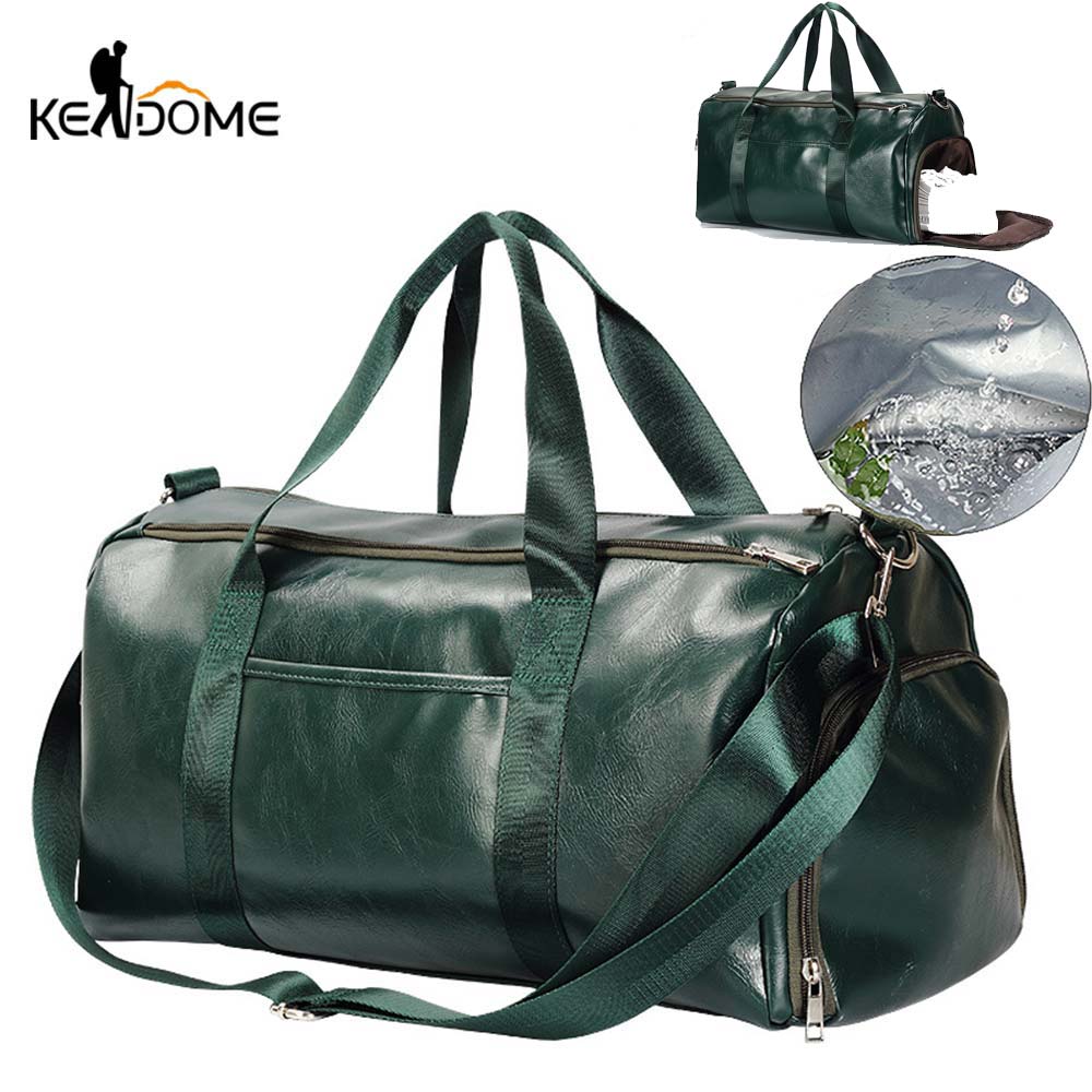 Sporttasche Leder Duffle Schulter Taschen Schuh Fach Wasserdichte draussen Reise Große Kapazität Sport Fitness Handtasche X163D