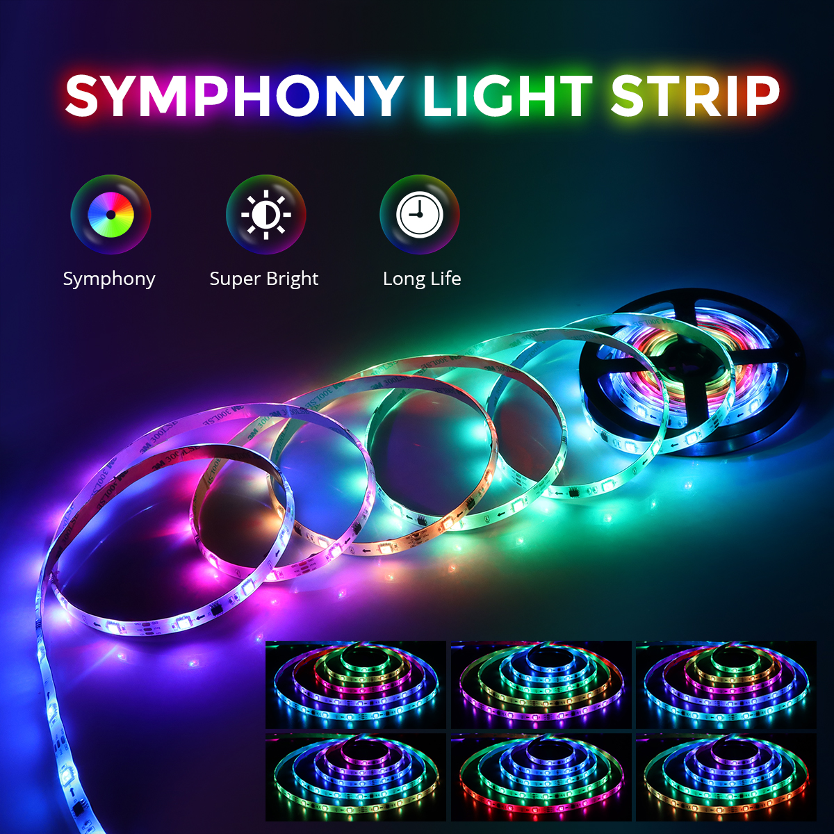 Tuya Smart Life LED Strip 12V WiFi Music Control WS2811 Neon RGBIC LED Light Tape Room Decor lavora con Alexa Google Home