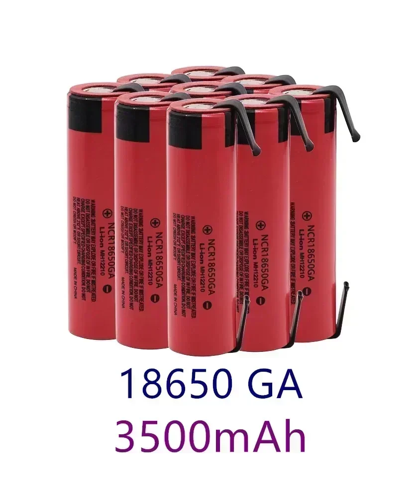 NCR18650 GA rechargeable battery, lithium battery, 18650 3.7V 3500mAh 20A discharge+ DIY welding nickel sheet