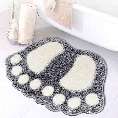 Foot Print Bath Mats,Non-slip Bathroom Carpet,Mat Toilet Memory Foam Bathroom Rug Bath Pad Carpets,Microfiber Mini Mats 40*60cm: Light Grey