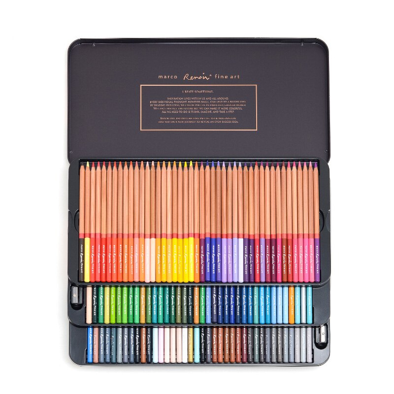 MARCO Renoir 3100 Oil Colored Pencils 120 Colors Set Tin Box Drawing Pens Botanic Landscape Portrait Painting