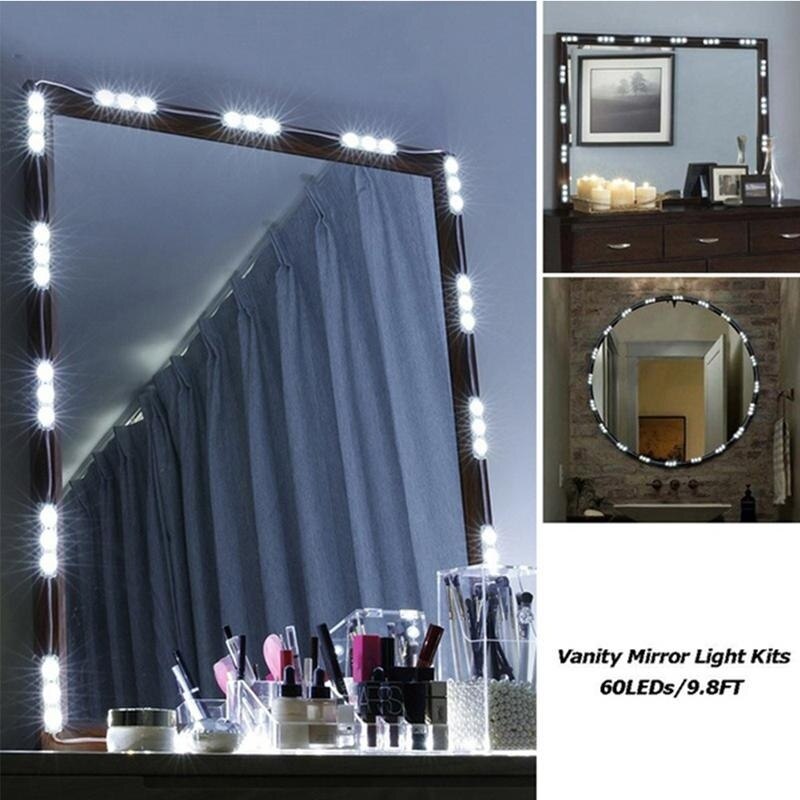 Hollywood Makeup Mirror Light Kit 10FT 60 LED Rounded Dimmable Vanity Mirror Light Vanity with Remote Control for Easter