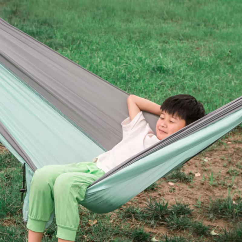 Hamac de camping portable en nylon, lit-balançoire, tissu parachute, durable, patchwork, pour randonnée jardin