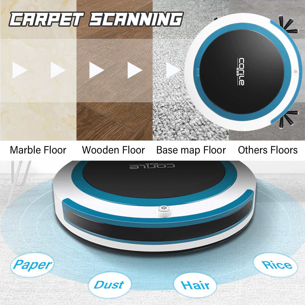 Home Rechargeable Auto Cleaning Robot Smart Sweeping Robot Dirt Dust Hair Automatic Cleaner For Electric Vacuum Cleaners