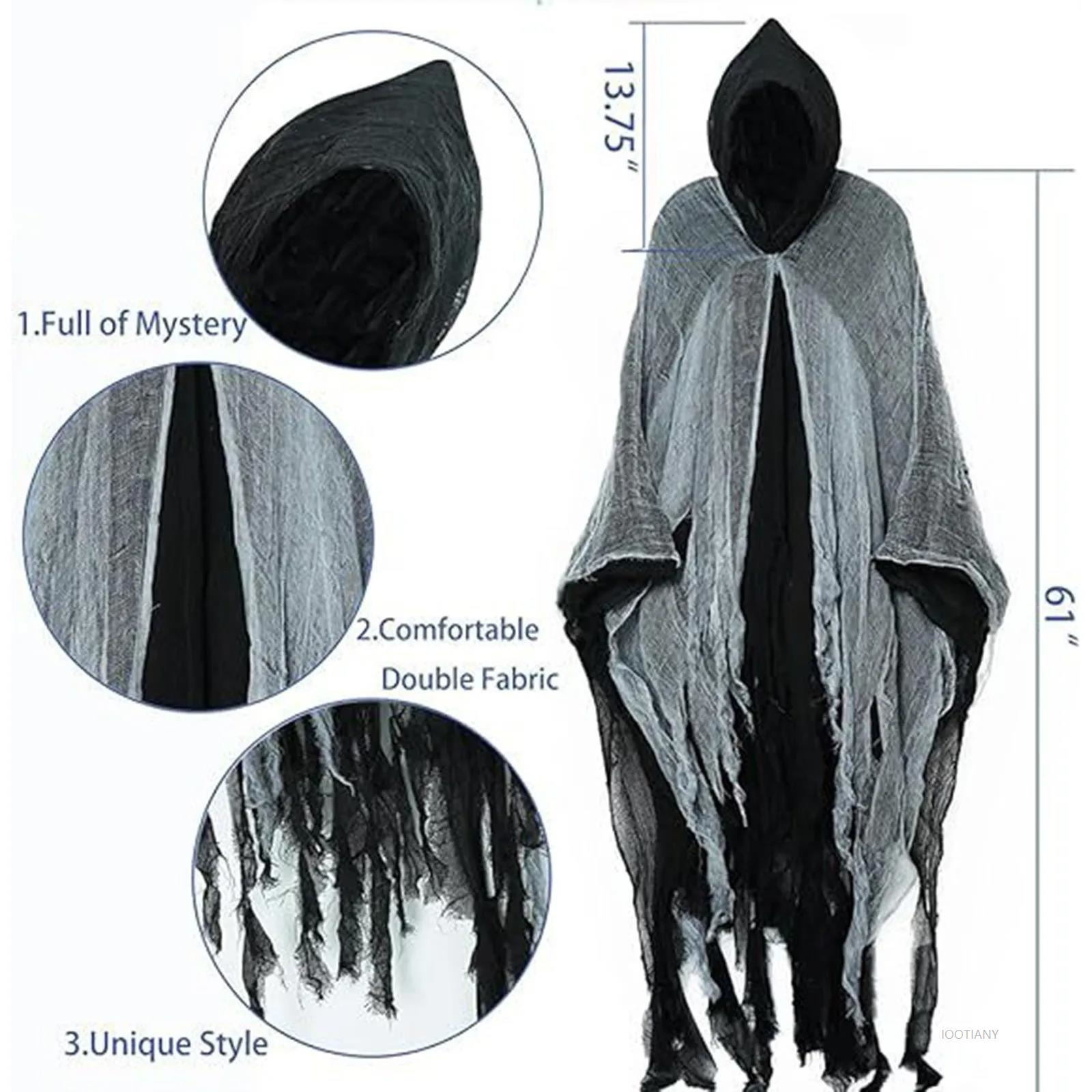 Witch Costume Halloween Adult Cloak Vampire Hooded Role Play Costume Cloak Horror Death Costume Prank Horror Costume Props