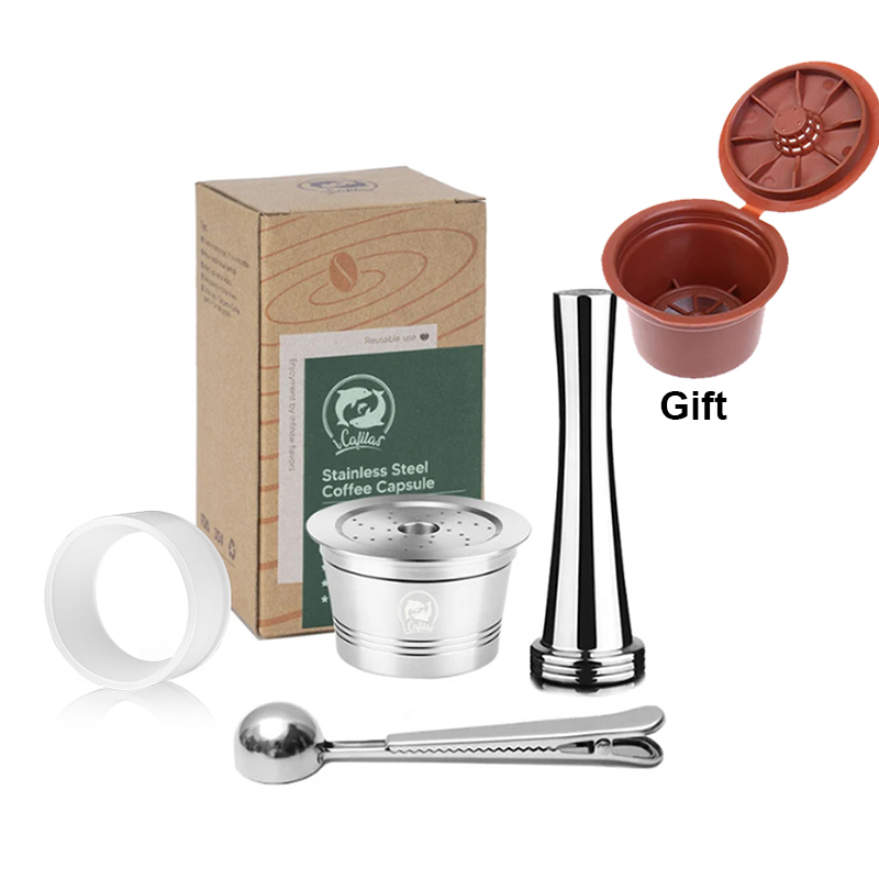 Reusable Coffee Filter Capsule for Caffitaly S21 Machine Refillable Plastic Stainless Steel Coffee Pods Fit 3 Corações Cafeteira: Beige