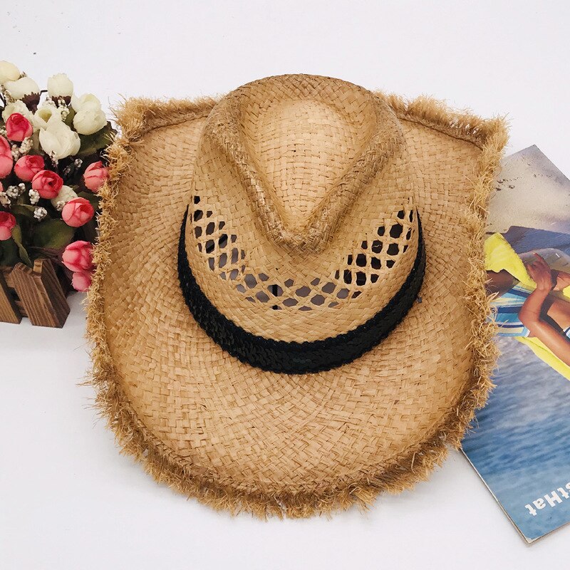 Fashionable Raffia Foldable Summer Women Sun Hats Girls Vintage Beach Panama Hats Men Straw Hats: 2