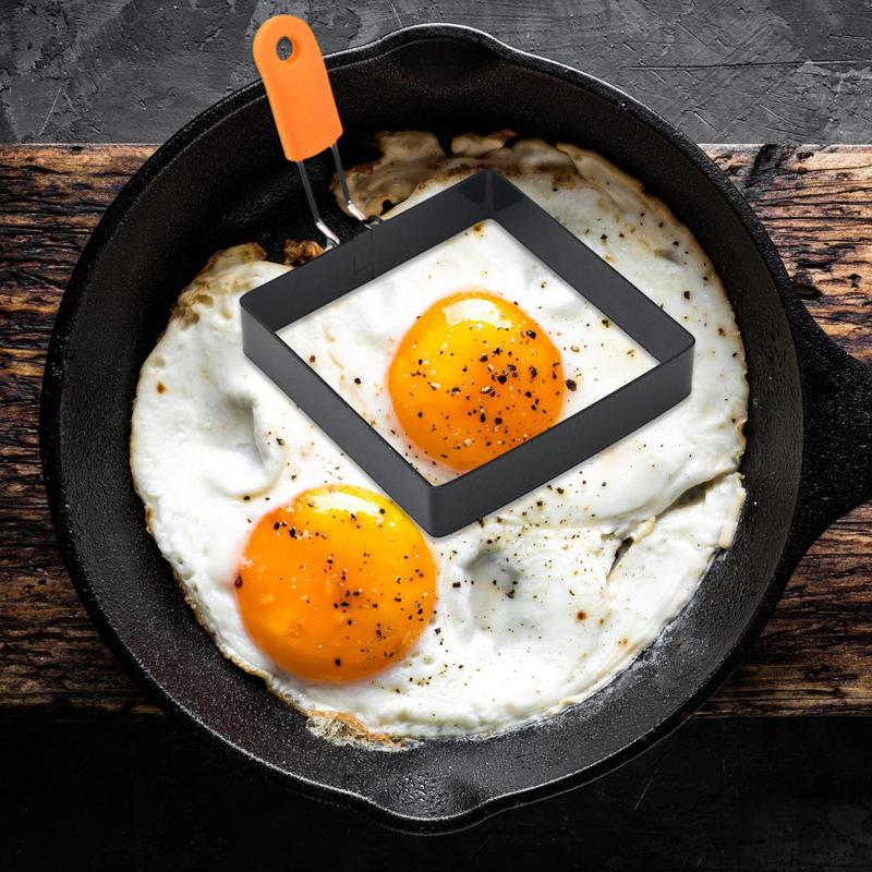 Anillo para freír huevos de acero inoxidable, molde cuadrado antiadherente para panqueques, Muffins, tortilla, herramienta para freír huevos, accesorios de cocina